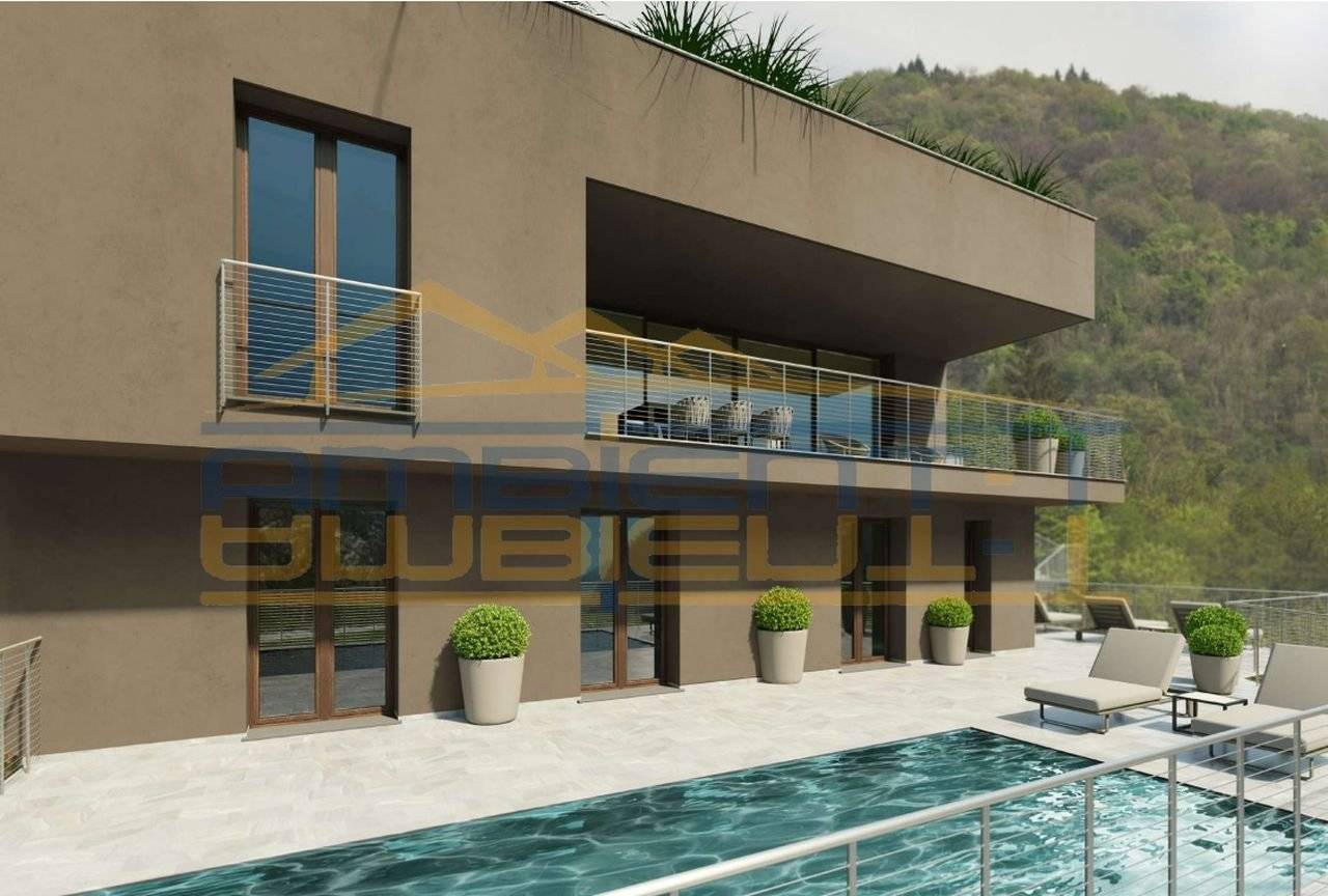 rendering facciata e piscina