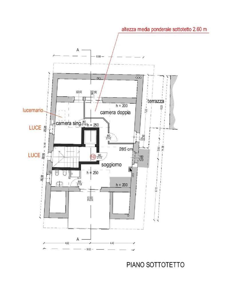 pianta piano sottotetto