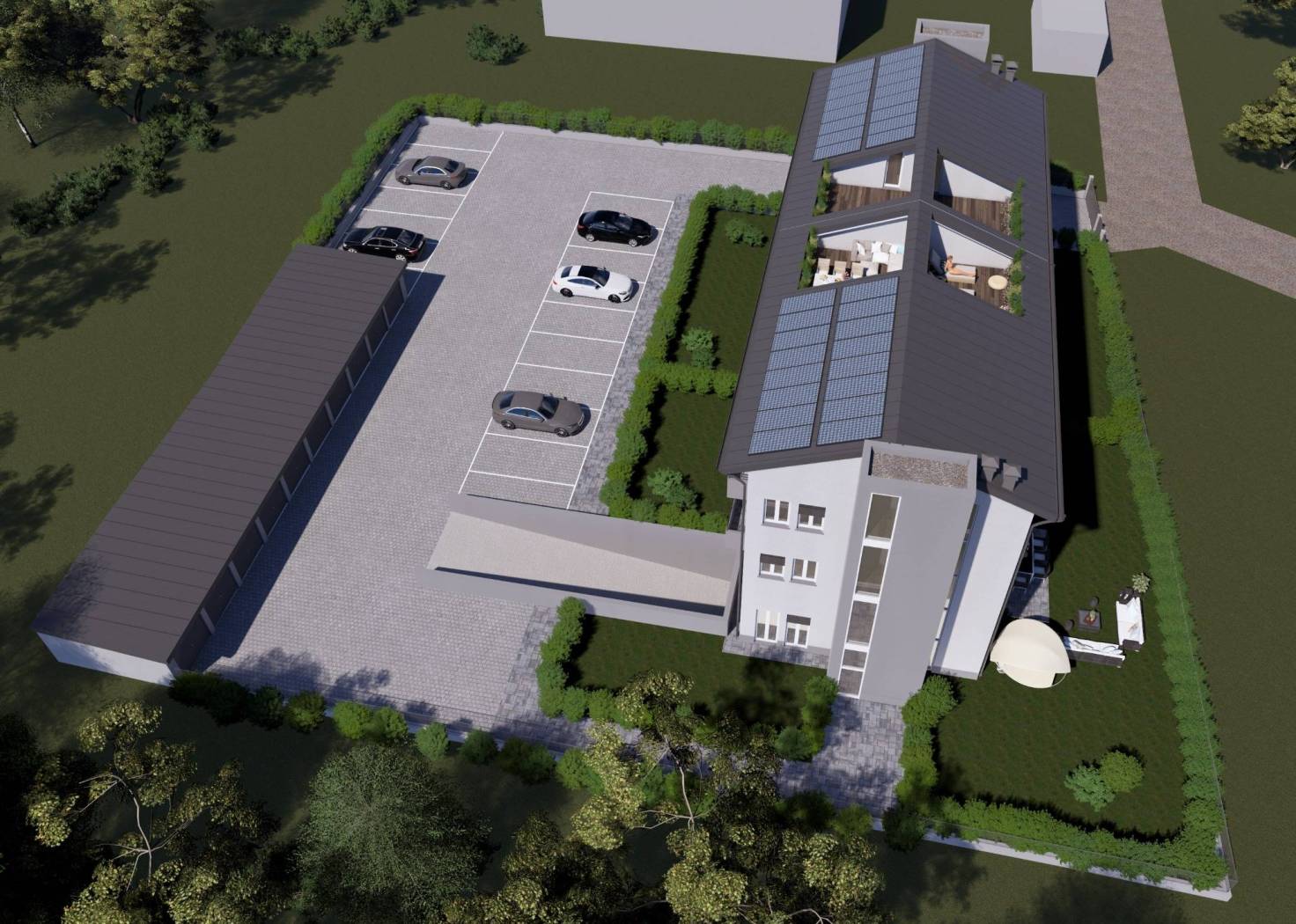 In piccola palazzina di nuova ristrutturazione in Classe A4, appartamento di tre locali con doppi servizi, composto da soggiorno con cucina a vista,