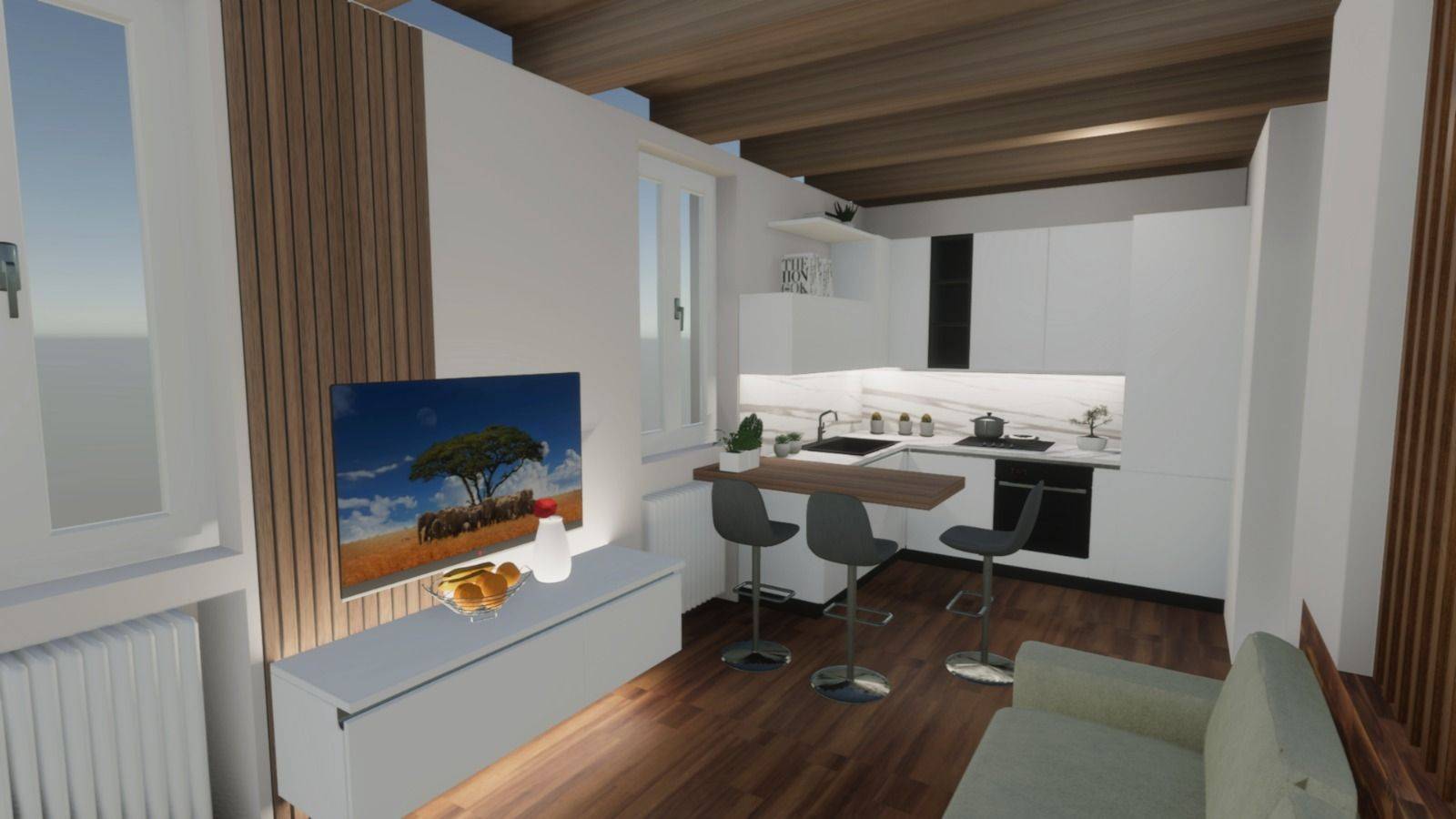 Vimercate, tre locali centralissimo, isola pedonale Ubicato in zona centralissima di Vimercate, a pochi passi da tutti i servizi di prima necessità, 