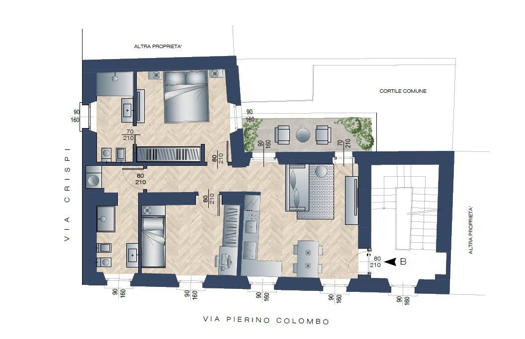 Vimercate, tre locali centralissimo, isola pedonale Ubicato in zona centralissima di Vimercate, a pochi passi da tutti i servizi di prima necessità, 